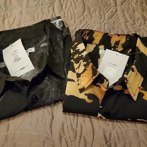 *LOT OF 2* FASHION NOVA MEN Marble Print Short Sleeve Woven Tops, Size XL, NwT